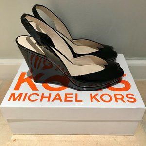 Michael Kors Black Patent Wedges - Size 10